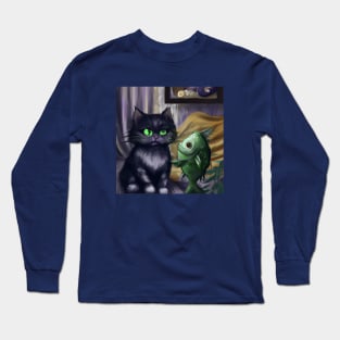 Cat and Fish Decide to Try Out a Roommate Situation Long Sleeve T-Shirt